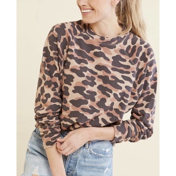 Monrow Small S Spiced Camo Pullover Sweatshirt - Picture 5 of 5